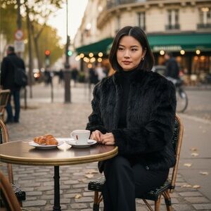 Princess Caravelle Dyed Rabbit Fur Bomber Jacket SZ Youth 14/ Adult XS